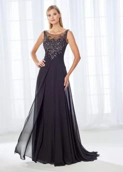 Mon Cheri Beaded Lace Bateau Pleated A-line Gown 118680