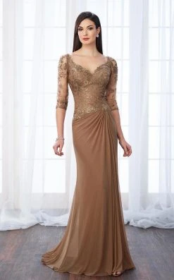 Mon Cheri Classy Lace And Mesh Gown 217646