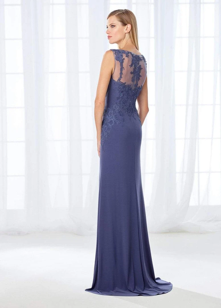 Mon Cheri Draped V-Neck Lace Embellished Gown 118666 - 1 Pc Mink In Size 6 Available 4 Mon Cheri Draped V-Neck Lace Embellished Gown 118666 - 1 Pc Mink In Size 6 Available