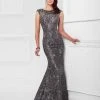 Mon Cheri Embroidered Beaded Bateau Trumpet Dress In Pewter 117922 1 Mon Cheri Embroidered Beaded Bateau Trumpet Dress In Pewter 117922