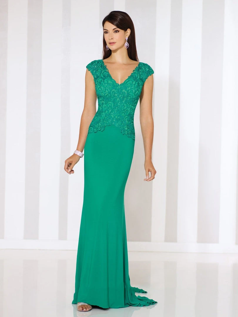 Mon Cheri Embroidered Cap Sleeves Fitted Evening Gown 116667 - 1 Pc Green In Size 10 Available 3 Mon Cheri Embroidered Cap Sleeves Fitted Evening Gown 116667 - 1 Pc Green In Size 10 Available