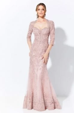 Ivonne D By Mon Cheri - Embroidered Queen Anne Evening Dress 120D05 - 2 Pcs Deep Ocean In Size 8 And 14 Available