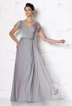 Mon Cheri Flutter Sleeves A-Line Gown In Purple Haze 113619