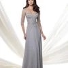 Mon Cheri Illusion Bateau Neck Gown In Silver 115971W 1 Mon Cheri Illusion Bateau Neck Gown In Silver 115971W