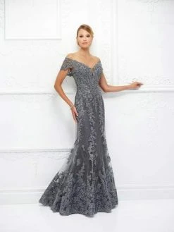 Mon Cheri - Ivonne D For Mon Cheri - Lace Applique Trumpet Dress 118D12W