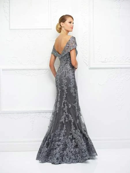 Mon Cheri - Ivonne D For Mon Cheri - Lace Applique Trumpet Dress 118D12W 4 Mon Cheri - Ivonne D For Mon Cheri - Lace Applique Trumpet Dress 118D12W