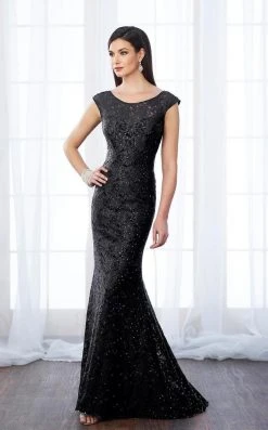 Mon Cheri Lace Bateau Neck Mermaid Dress 217644 - 1 Pc Black In Size 6 Available