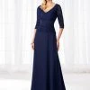 Mon Cheri Lace Quarter Length Sleeves A-Line Evening Dress 218623W 1 Mon Cheri Lace Quarter Length Sleeves A-Line Evening Dress 218623W