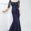 Mon Cheri Lace Quarter Length Sleeves Mermaid Gown 217937
