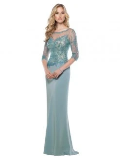 Mon Cheri - Quarter Sleeves Gown In Light Turquoise 115963