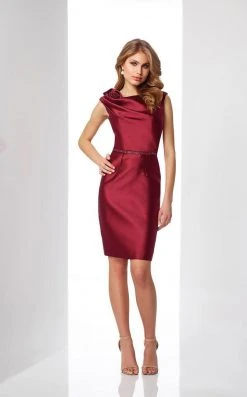 Mon Cheri Rosette Accented Sheath Dress - 1 Pc Wine In Size 8 Available
