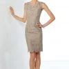 Mon Cheri Scalloped Lace Sheath Dress