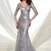 Mon Cheri Sequin V-neck Trumpet Dress 216971