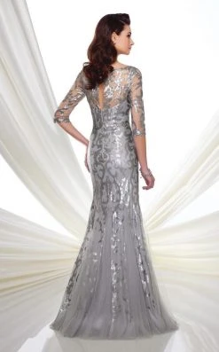 Mon Cheri Sequin V-neck Trumpet Dress 216971