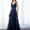 Mon Cheri - Sequined Tulle Sleeveless Gown 217645W - 1 Pc Silver In Size 24W Available 2 Mon Cheri - Sequined Tulle Sleeveless Gown 217645W - 1 Pc Silver In Size 24W Available