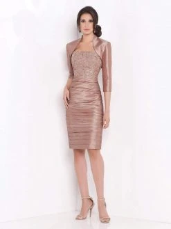 Mon Cheri Two-Piece Embellished Shantung Dress In Rose Quartz 115856