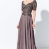 Mon Cheri - V-Neck Beaded Long A-Line Evening Gown 120D04 - 1 Pc Mocha In Size 8 Available 2 Mon Cheri - V-Neck Beaded Long A-Line Evening Gown 120D04 - 1 Pc Mocha In Size 8 Available