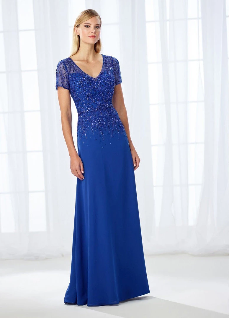 Mon Cheri V-Neck Short Sleeves Bejeweled Evening Gown 118685 - 1 Pc Royal Blue In Size 14 Available 3 Mon Cheri V-Neck Short Sleeves Bejeweled Evening Gown 118685 - 1 Pc Royal Blue In Size 14 Available