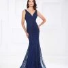 Montage By Mon Cheri - 118975W Beaded V-neck Trumpet Dress