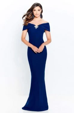 Montage By Mon Cheri - 120905 Off Shoulder Brooch Accent Sheath Gown 19 Montage By Mon Cheri - 120905 Off Shoulder Brooch Accent Sheath Gown
