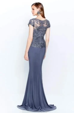 Montage By Mon Cheri - 120910W Embroidered Keyhole Front Long Dress