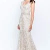Montage By Mon Cheri - 120921W Embroidered V-Neck Trumpet Dress
