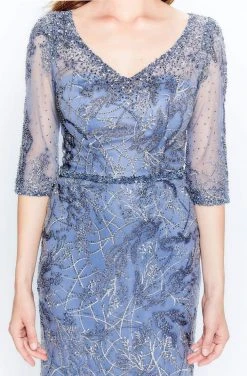 Montage By Mon Cheri - 120924W Elbow Length Beaded Column Dress