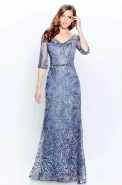 Montage By Mon Cheri - 120924W Elbow Length Beaded Column Dress