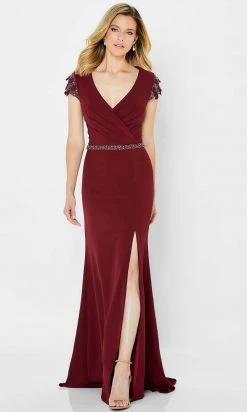 Montage By Mon Cheri 122902 - Embellished Surplice Bodice Formal Gown