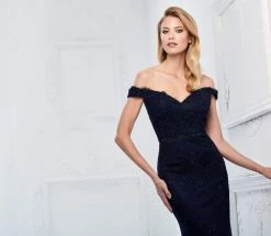 Montage By Mon Cheri - 218917 Allover Lace Off-Shoulder Trumpet Dress