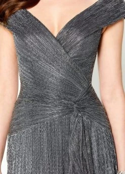 Montage By Mon Cheri - 219975 Portrait V-Neck Cascading Ruffled Gown