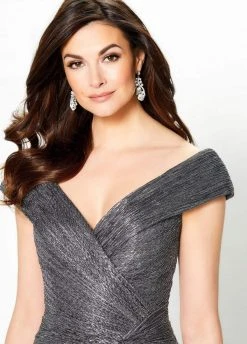 Montage By Mon Cheri - 219975 Portrait V-Neck Cascading Ruffled Gown