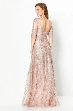 Montage By Mon Cheri - 219976W Embroidered Illusion Bateau A-line Gown