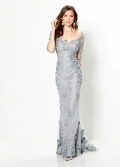 Montage By Mon Cheri - 219978 Embroidered Scoop Neck Long Gown