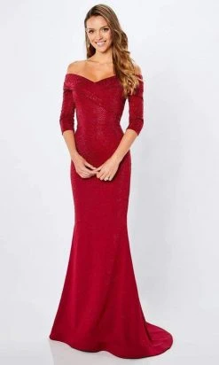 Montage By Mon Cheri - 221970 Off-Shoulder Sparkle Beaded Mermaid Gown