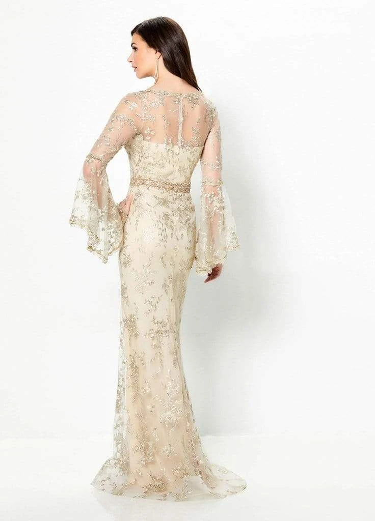 Montage By Mon Cheri - Embellished Long Bell Sleeve Sheath Gown 219986 - 1 Pc Champagne In Size 12 Available 4 Montage By Mon Cheri - Embellished Long Bell Sleeve Sheath Gown 219986 - 1 Pc Champagne In Size 12 Available
