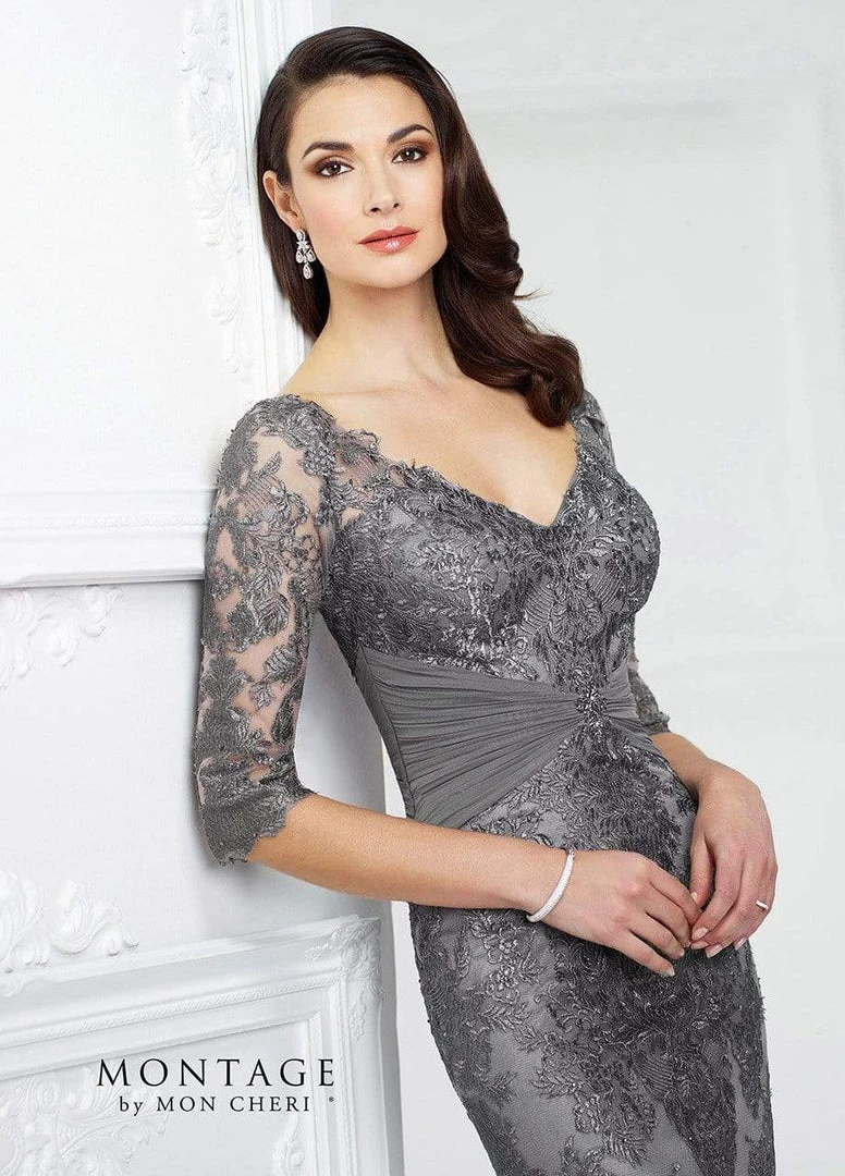 Montage By Mon Cheri - Embroidered Ruched Sheath Gown 217942 - 1 Pc Smoke In Size 8 Available 5 Montage By Mon Cheri - Embroidered Ruched Sheath Gown 217942 - 1 Pc Smoke In Size 8 Available