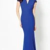 Montage By Mon Cheri - Seamed V Neck Mermaid Dress - 1 Pc Royal Blue In Size 6 Available