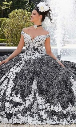 Mori Lee - 34042 Plunging Floral Embroidered Ballgown 9 Mori Lee - 34042 Plunging Floral Embroidered Ballgown