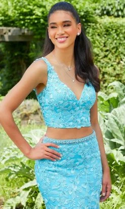 Mori Lee 47035 - Two Piece V-neck Long Gown