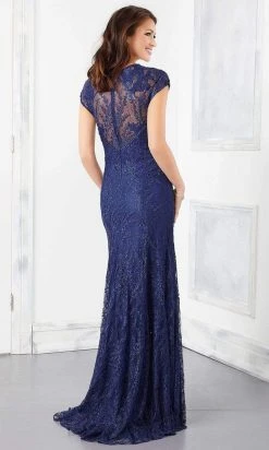 MGNY By Mori Lee Mori Lee - 72305 Crystal Beaded Lace High Neckline Sheath Gown