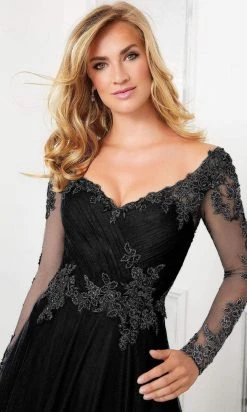 MGNY By Mori Lee Mori Lee - 72306 Off-Shoulder V-Neck Lace Appliqued A-Line Gown 10 MGNY By Mori Lee Mori Lee - 72306 Off-Shoulder V-Neck Lace Appliqued A-Line Gown