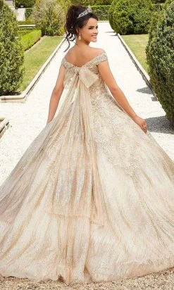 Mori Lee - 89302 Off Shoulder Rhinestone Beaded Glitter Net Ballgown