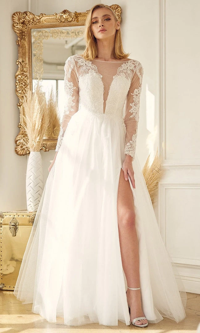 Nox Anabel Bridal JE911 - Illusion Bateau Bridal Gown 3 Nox Anabel Bridal JE911 - Illusion Bateau Bridal Gown