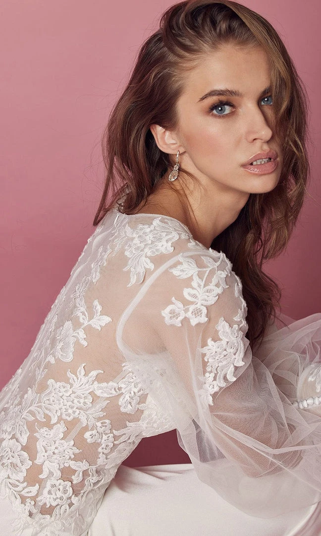 Nox Anabel Bridal JE919 - Bishop Sleeve Bridal Gown 8 Nox Anabel Bridal JE919 - Bishop Sleeve Bridal Gown