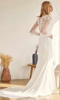 Nox Anabel Bridal JE919 - Bishop Sleeve Bridal Gown 11 Nox Anabel Bridal JE919 - Bishop Sleeve Bridal Gown