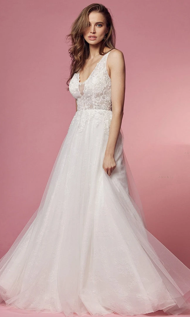 Nox Anabel Bridal JE920 - V-Neck Lace Bridal Gown 3 Nox Anabel Bridal JE920 - V-Neck Lace Bridal Gown