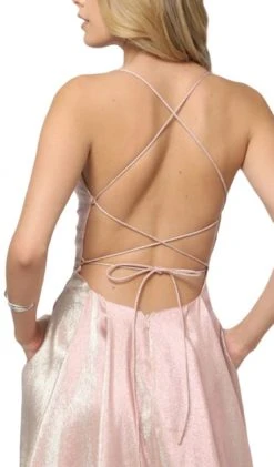 Nox Anabel - C241 Metallic Crisscross Open Back A-Line Gown 12 Nox Anabel - C241 Metallic Crisscross Open Back A-Line Gown