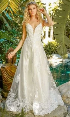 Nox Anabel - C461 Lace Applique Long A-Line Wedding Gown 11 Nox Anabel - C461 Lace Applique Long A-Line Wedding Gown
