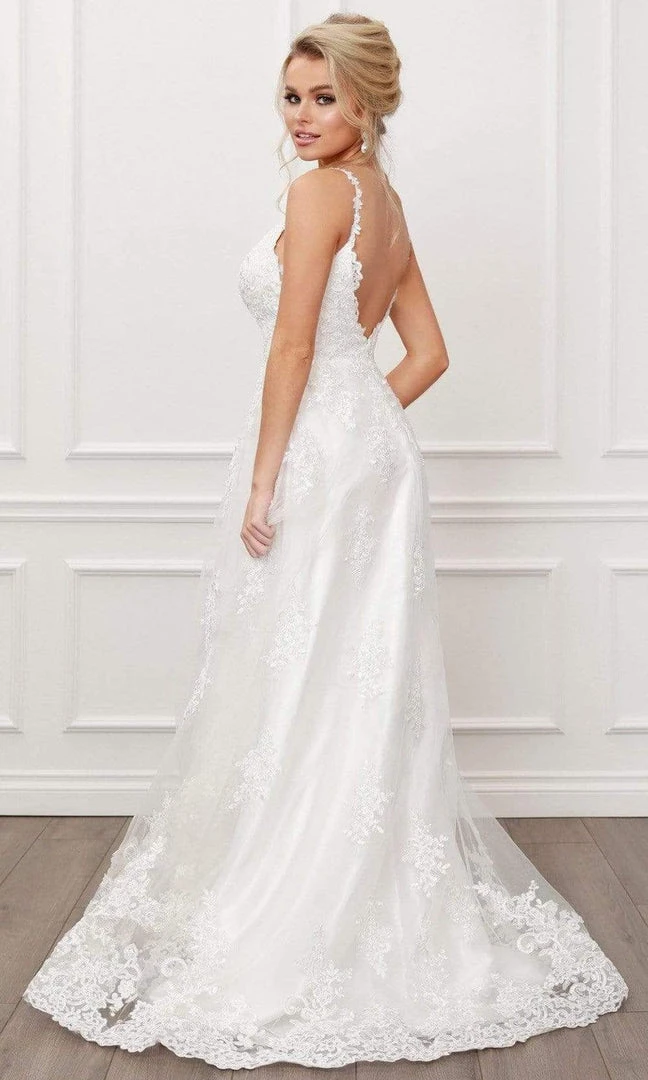 Nox Anabel - C461 Lace Applique Long A-Line Wedding Gown 5 Nox Anabel - C461 Lace Applique Long A-Line Wedding Gown